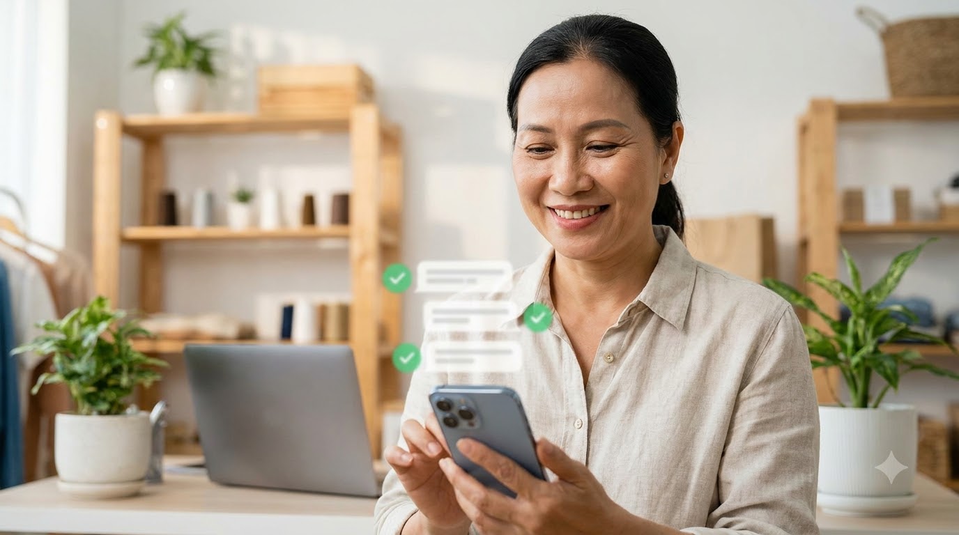 Chủ shop Việt Nam nhận xác nhận đặt cọc qua chatbot automation