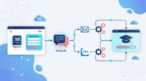 Phễu đào tạo tặng ebook và bám đuổi 30 ngày bằng Smax.AI