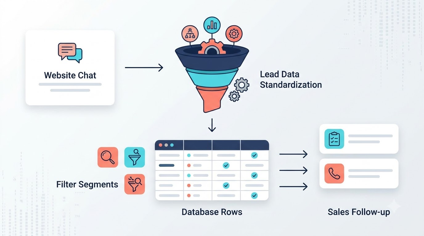 Checklist chuẩn hóa dữ liệu lead từ livechat website vào Data Table