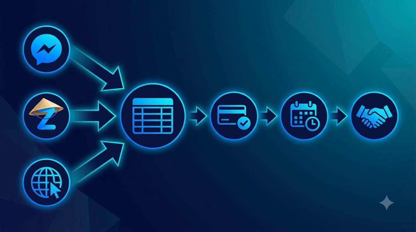 Luồng workflow gom đơn đặt bàn bằng chatbot