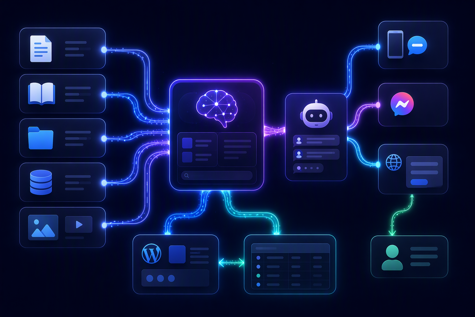 Workflow kết hợp AnythingLLM với Smax.AI, Zalo, Messenger, website và NocoDB