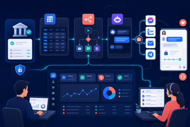 Bank Hub và NocoDB xác nhận thanh toán cho automation sau mua
