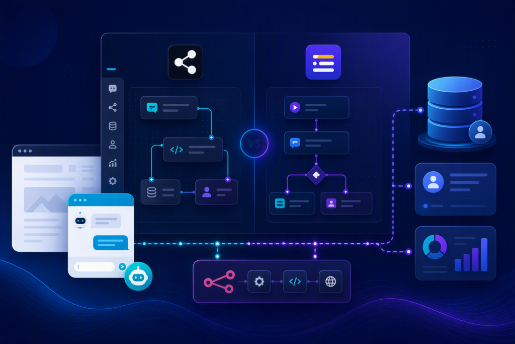 So sánh Botpress và Typebot cho chatbot website có AI workflow