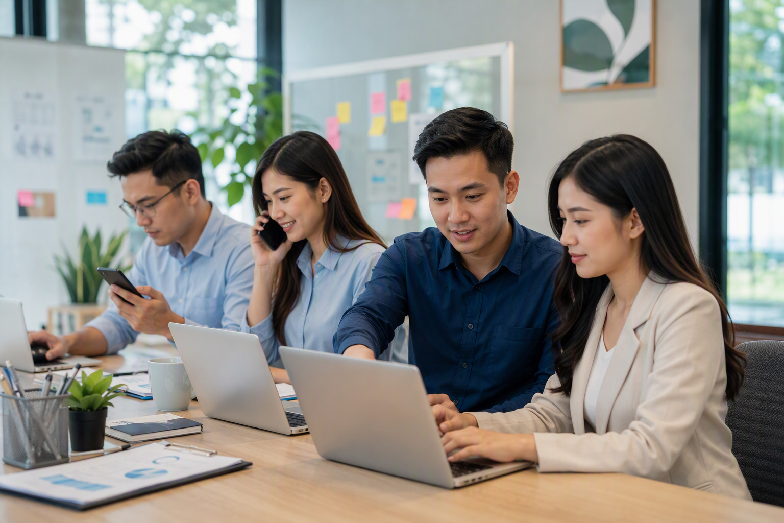 Nhân viên tư vấn Việt Nam xử lý lead đa kênh trên dashboard CRM