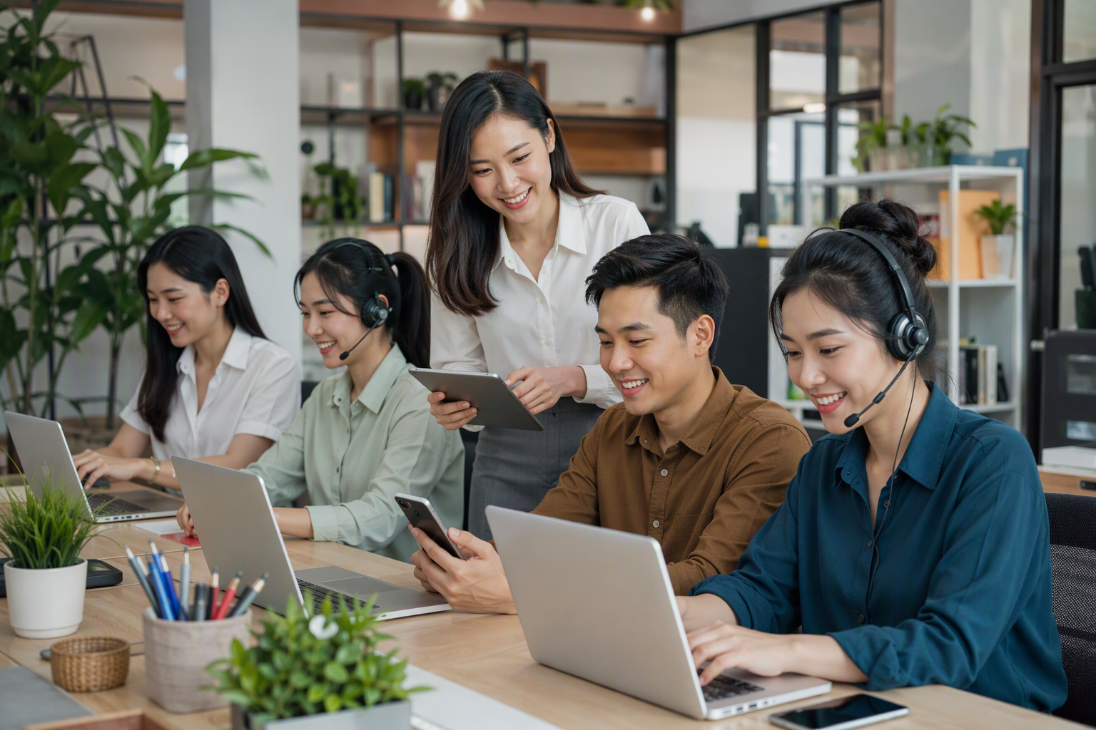 Đội sales shop online chăm sóc khách qua Messenger và Zalo