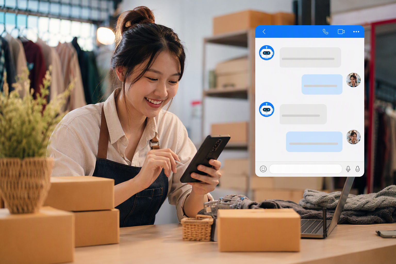 Chủ shop dùng chatbot và Zalo để chăm sóc khách sau mua