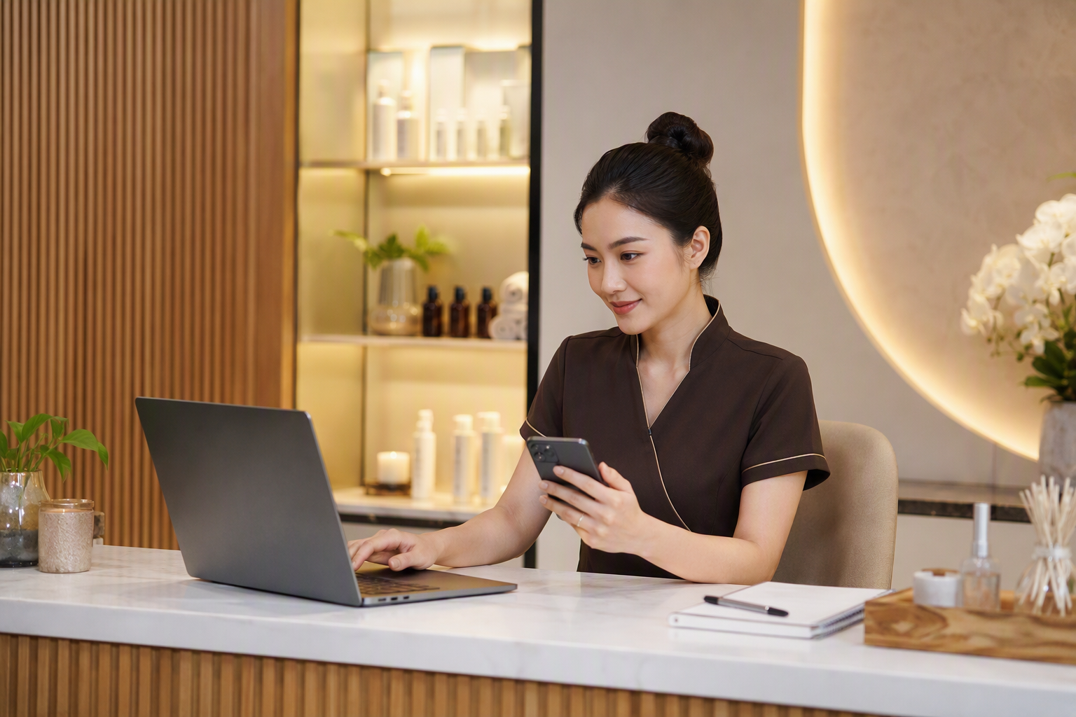 Nhân viên tư vấn spa Việt Nam xử lý lead từ chatbot và dashboard automation