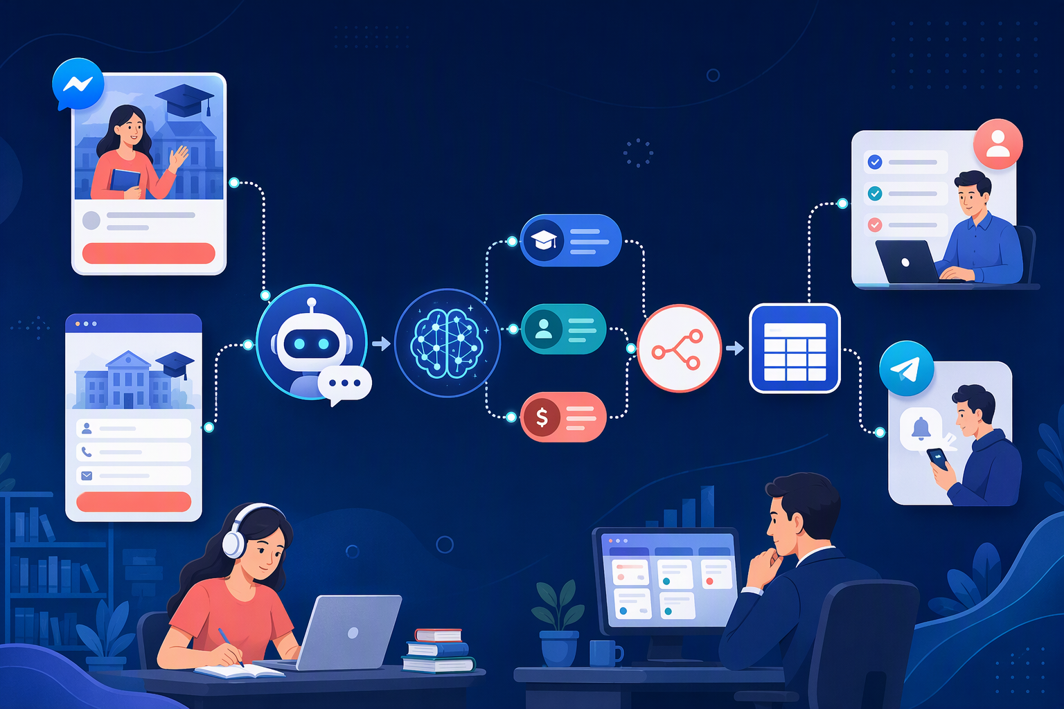 Workflow phân loại lead trung tâm đào tạo từ chatbot sang NocoDB