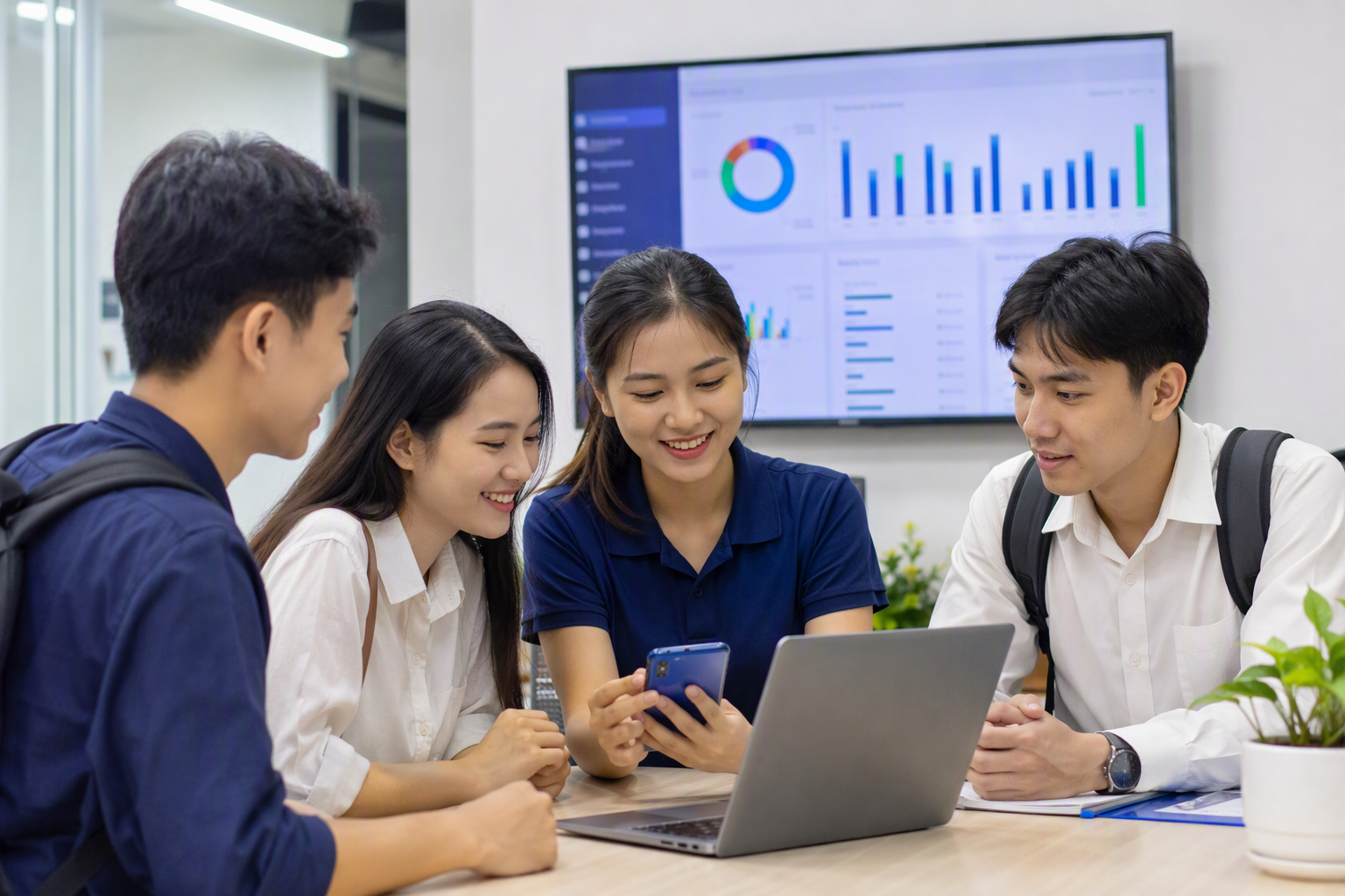 Học viên và nhân viên đào tạo sử dụng chatbot automation để tư vấn khoá học