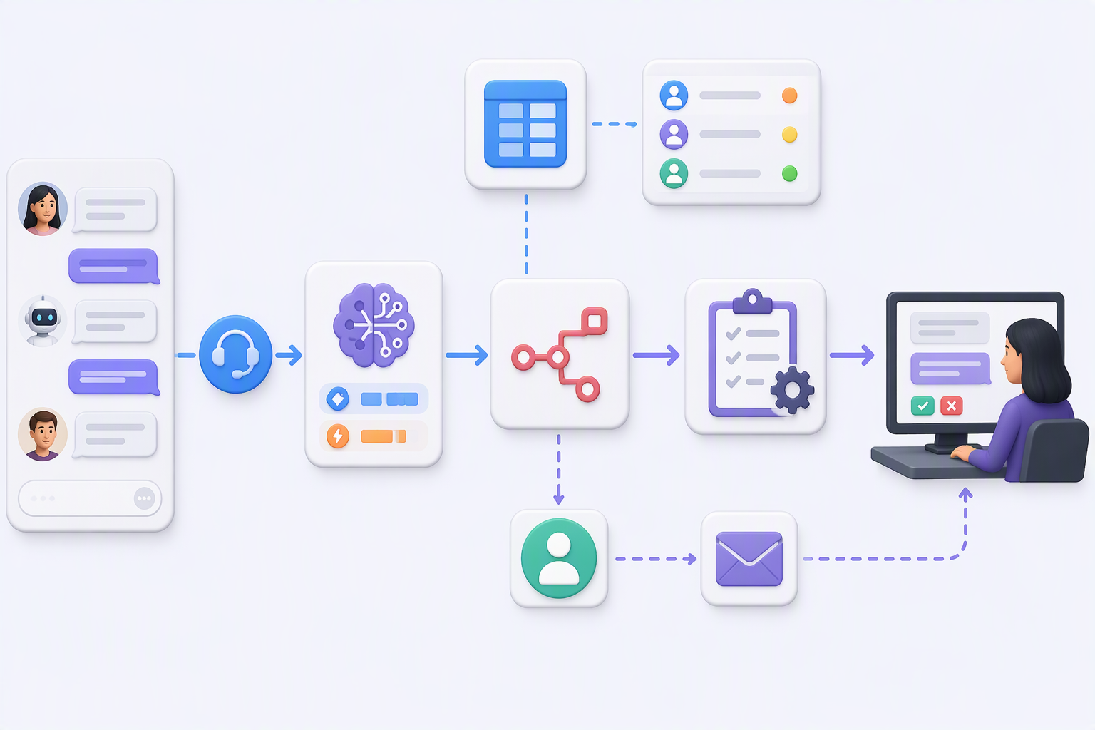 Workflow phân loại hội thoại và tạo task chăm sóc khách hàng