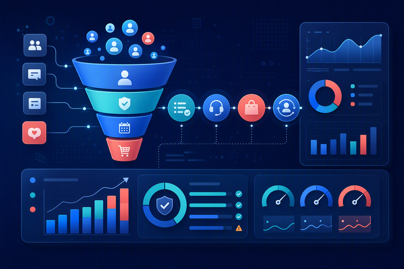 Phễu KPI lead mới task quá hạn khách mua lại và CAPI