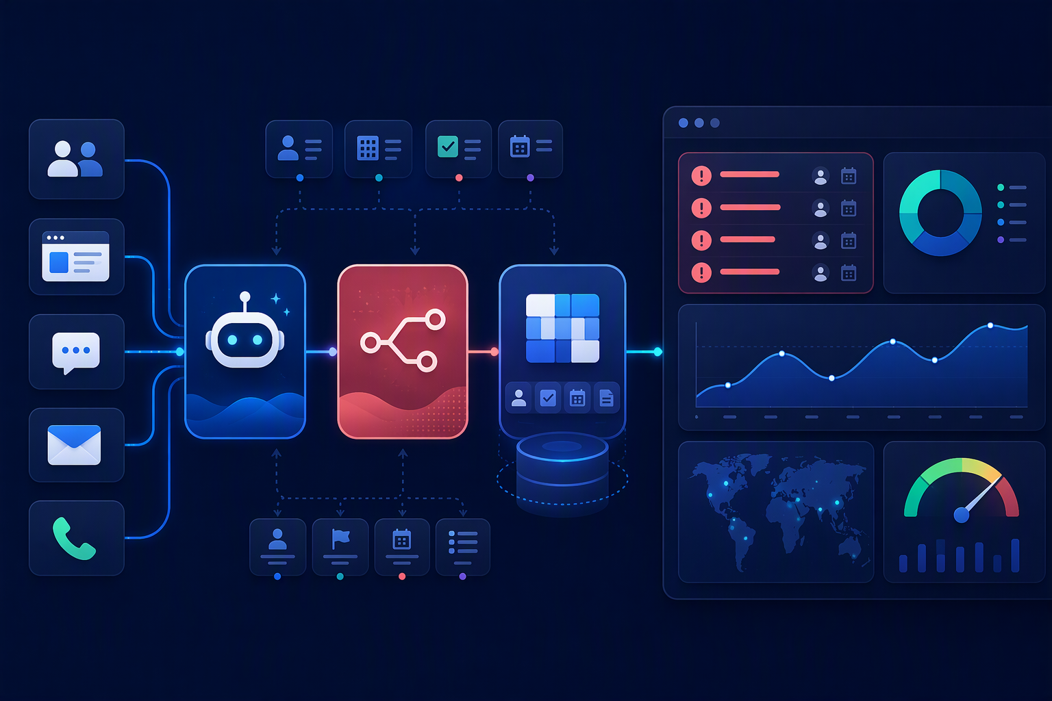 Workflow dữ liệu từ chatbot n8n NocoDB đến dashboard Follow Up