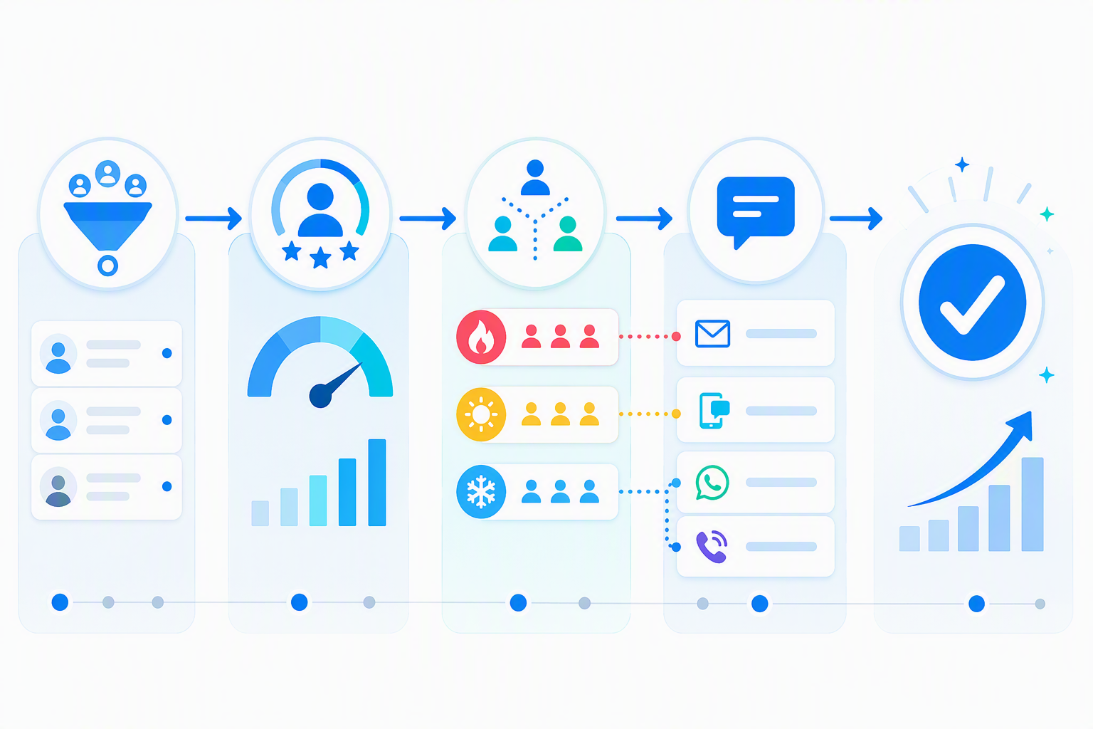 Diagram workflow chia nhóm lead nóng/ấm/lạnh - infographic