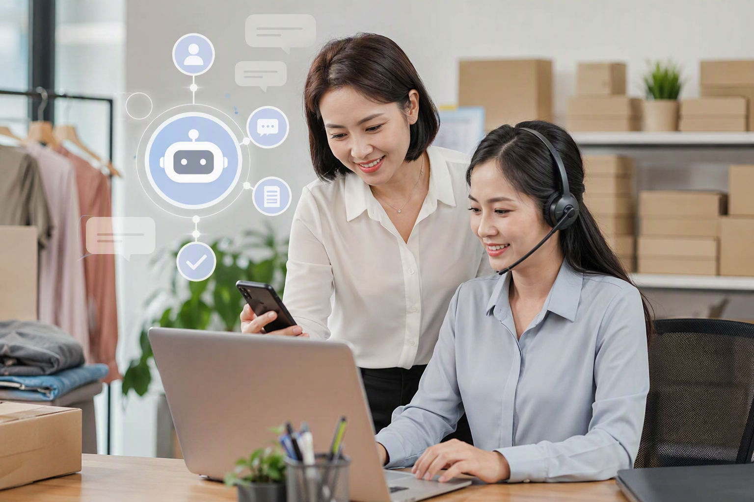 Chủ doanh nghiệp dùng chatbot automation để chăm sóc lead đúng lúc