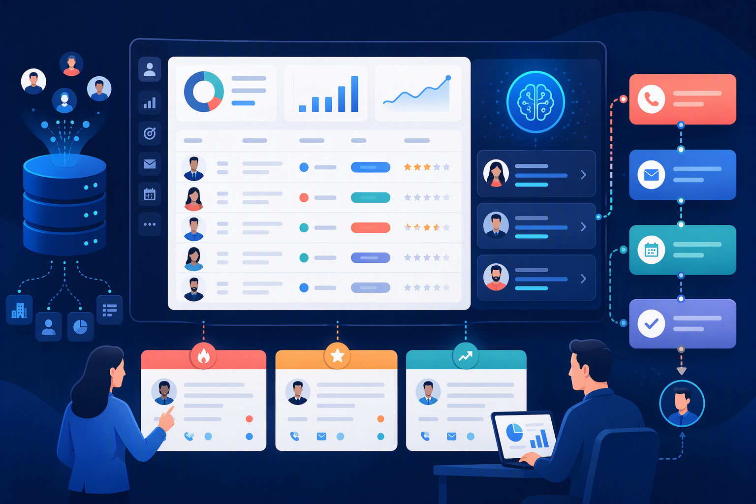 Dashboard lead và gợi ý chăm sóc tiếp theo cho sales
