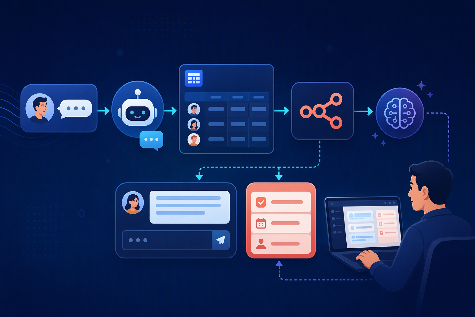Workflow AI sales assistant gợi ý câu trả lời từ dữ liệu NocoDB