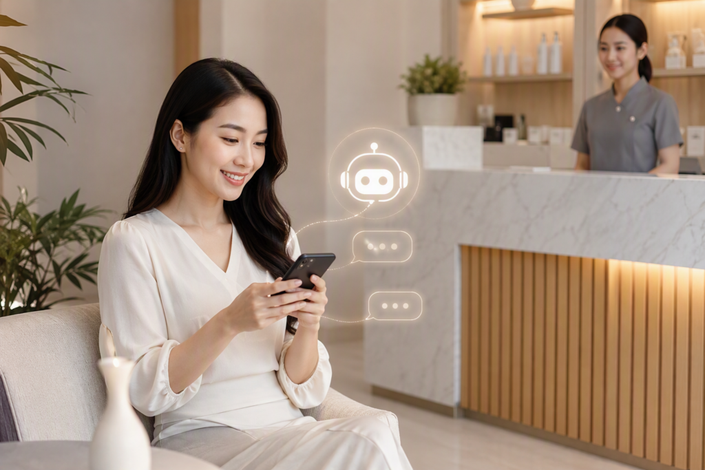 Khách hàng spa nhận nhắc lịch chatbot trên điện thoại