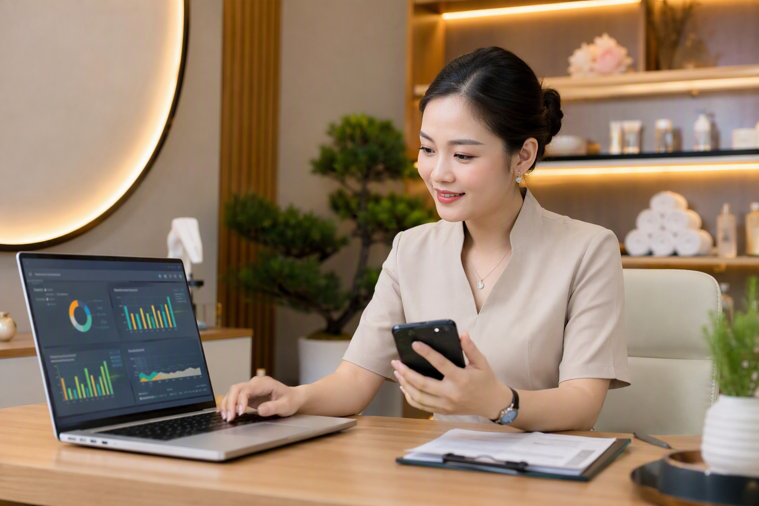 Nhân viên tư vấn spa quản lý lead qualified trên mini CRM