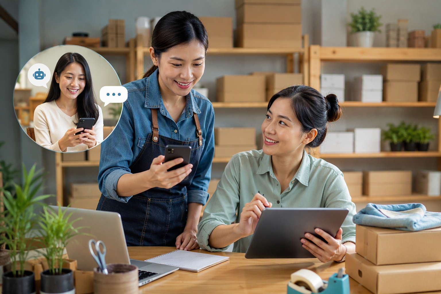 Chủ shop ecommerce chăm sóc khách mua lại bằng chatbot và CRM