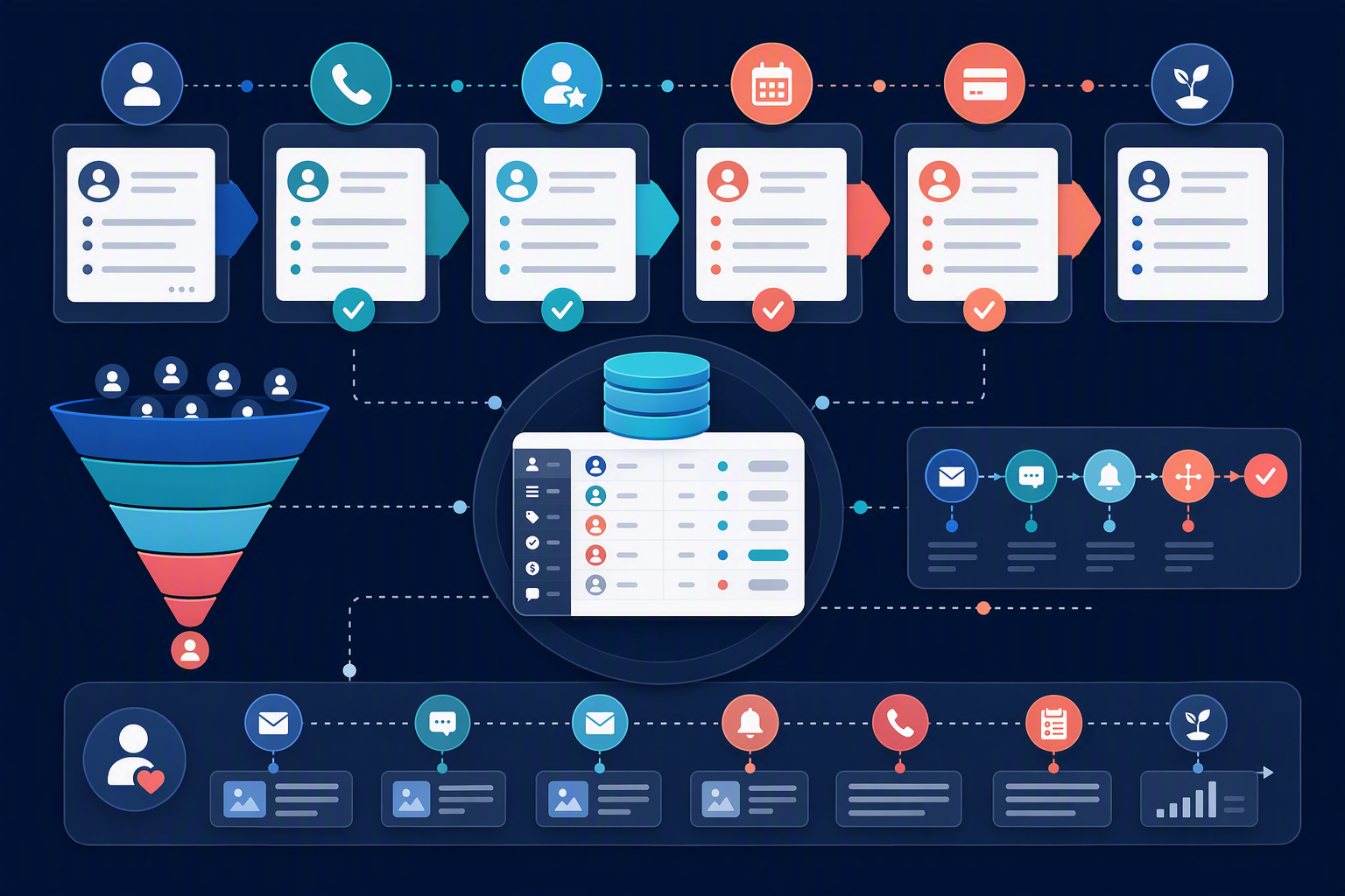 Phễu trạng thái lead và Follow Up đa kênh trong mini CRM NocoDB