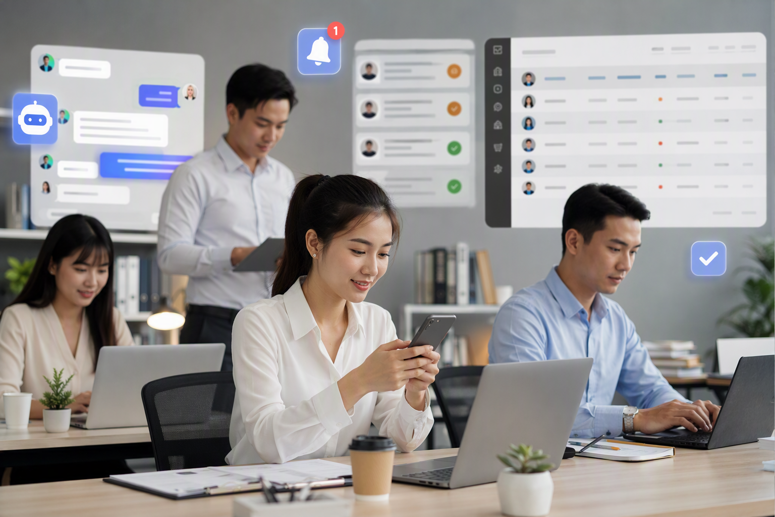 Nhân viên sales Việt Nam nhận task CRM từ chatbot automation