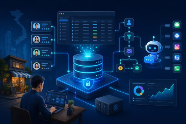 NocoDB tự host làm no-code database và mini CRM cho AI automation