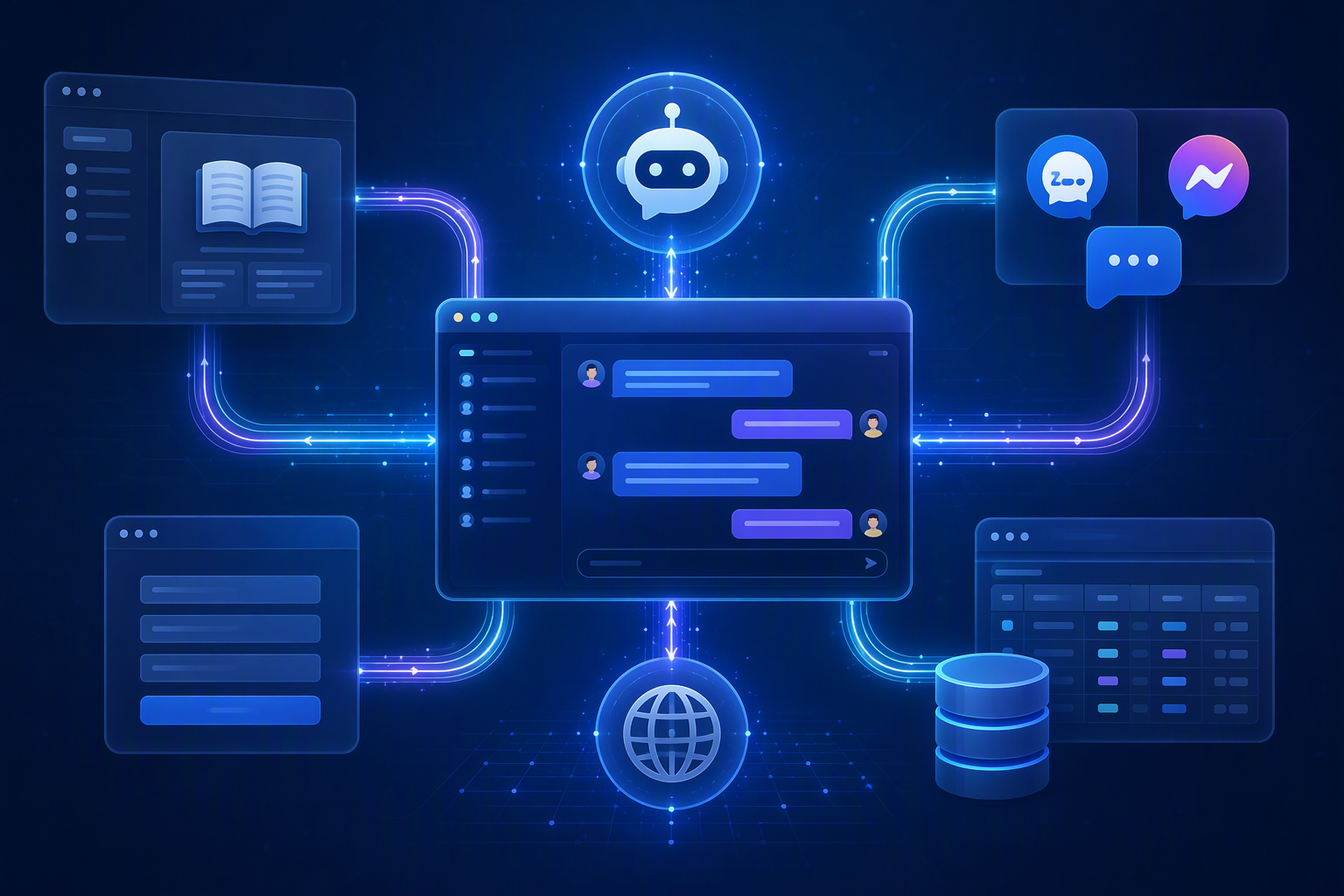 Workflow kết hợp Open WebUI với Smax.AI, WordPress, Zalo, Messenger và website