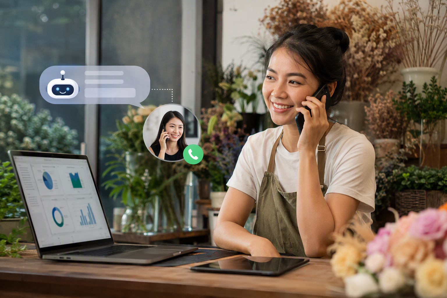Khách hàng Việt Nam nhận tư vấn qua điện thoại sau khi tương tác chatbot
