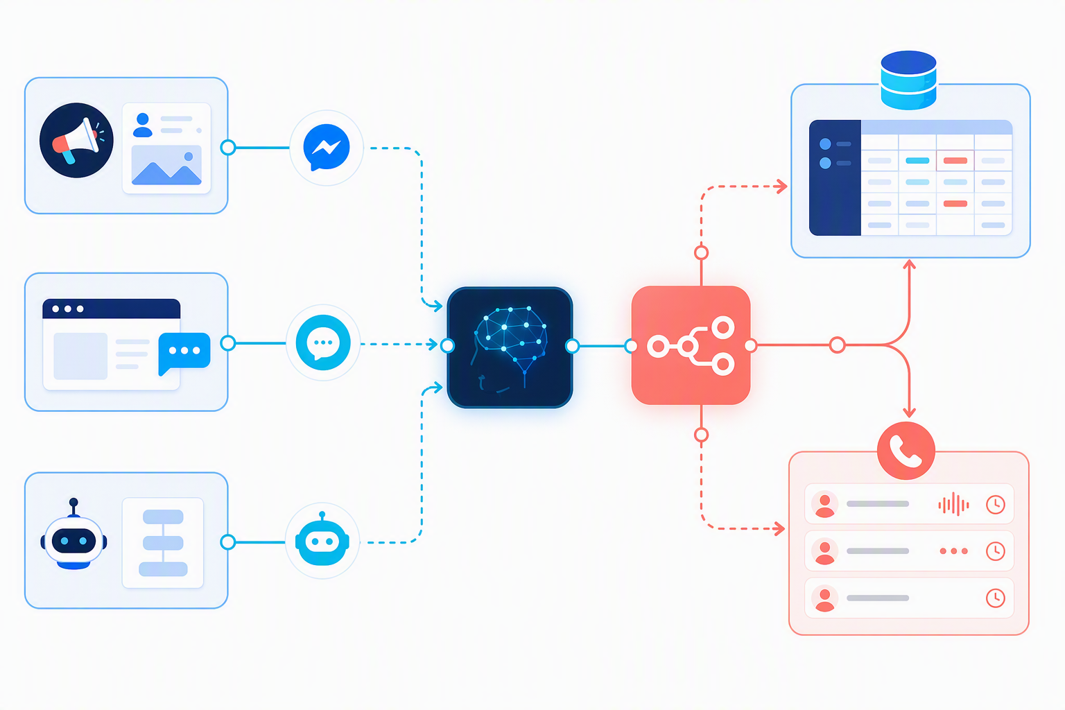 Sơ đồ workflow Phone Channel Follow Up từ chatbot đến sales