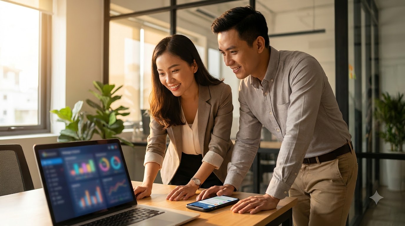 Marketer Việt Nam kiểm tra dashboard chatbot GenAI và lead nóng