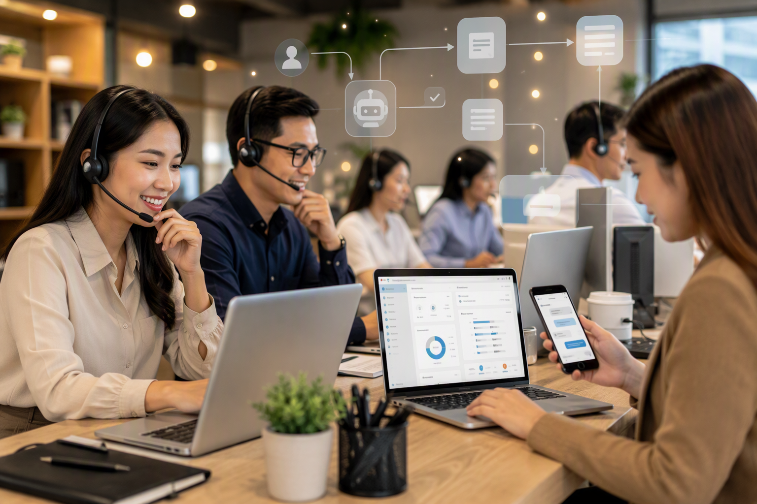 Đội sales và CSKH sử dụng knowledge base AI trong quy trình tư vấn