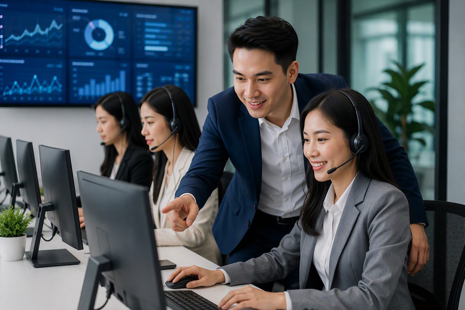 Đội sales Việt Nam theo dõi dashboard chatbot automation và CRM