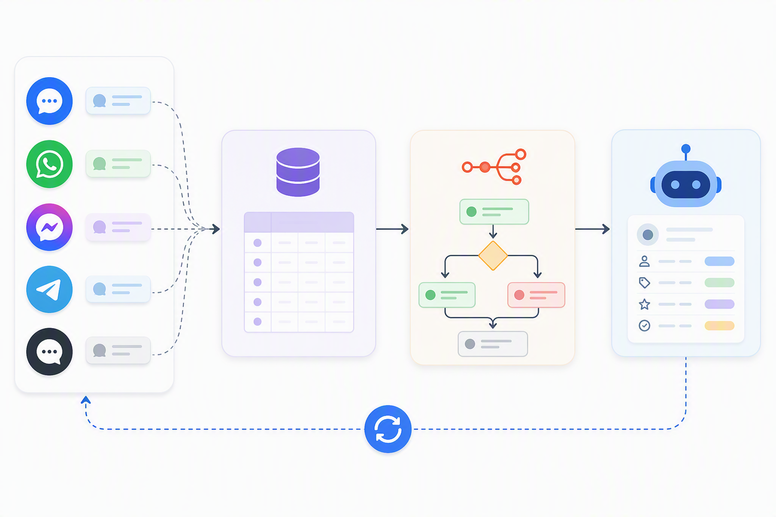 Workflow n8n kết nối NocoDB với chatbot qua Trigger Bot API