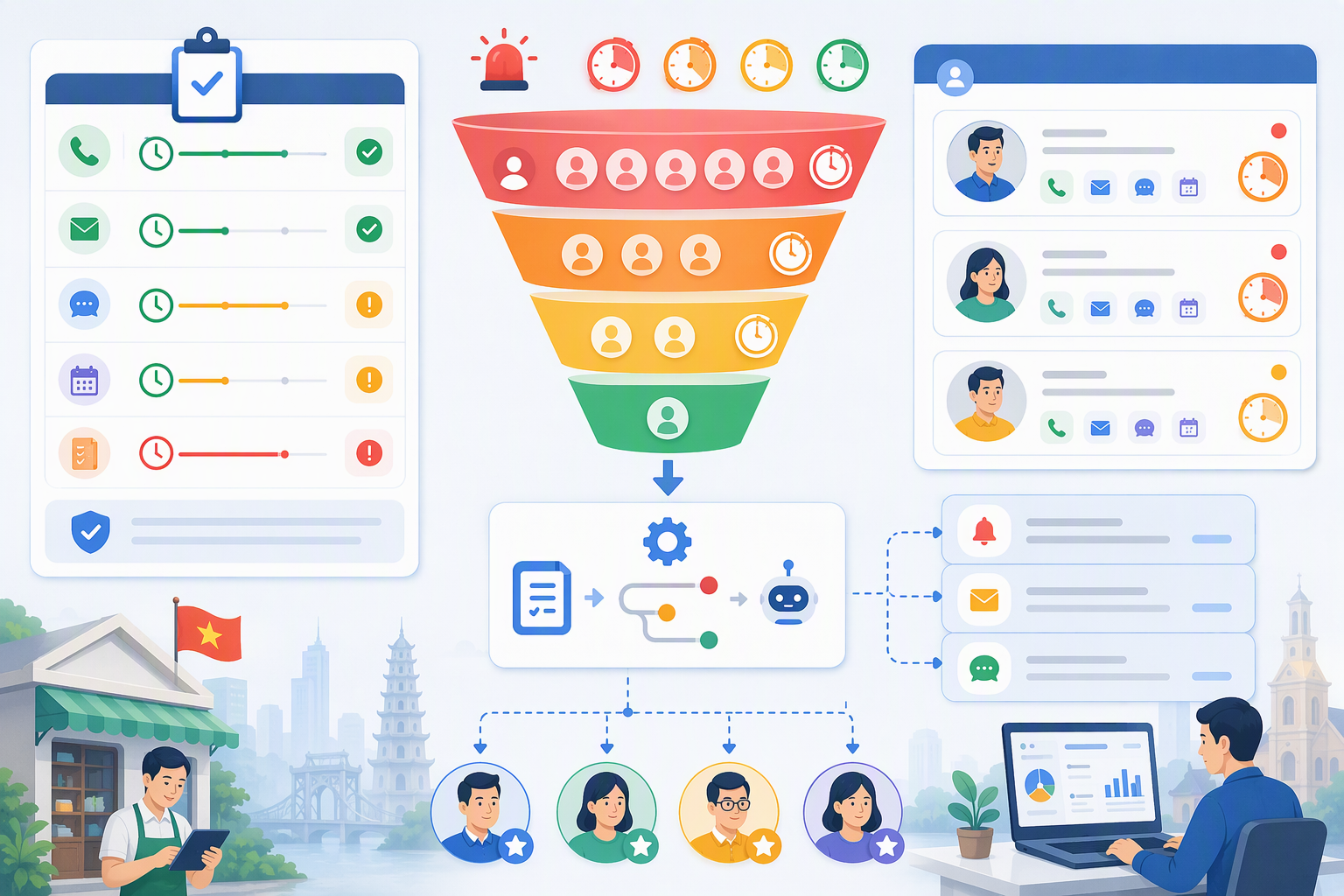Checklist SLA sales và cảnh báo task quá hạn bằng automation
