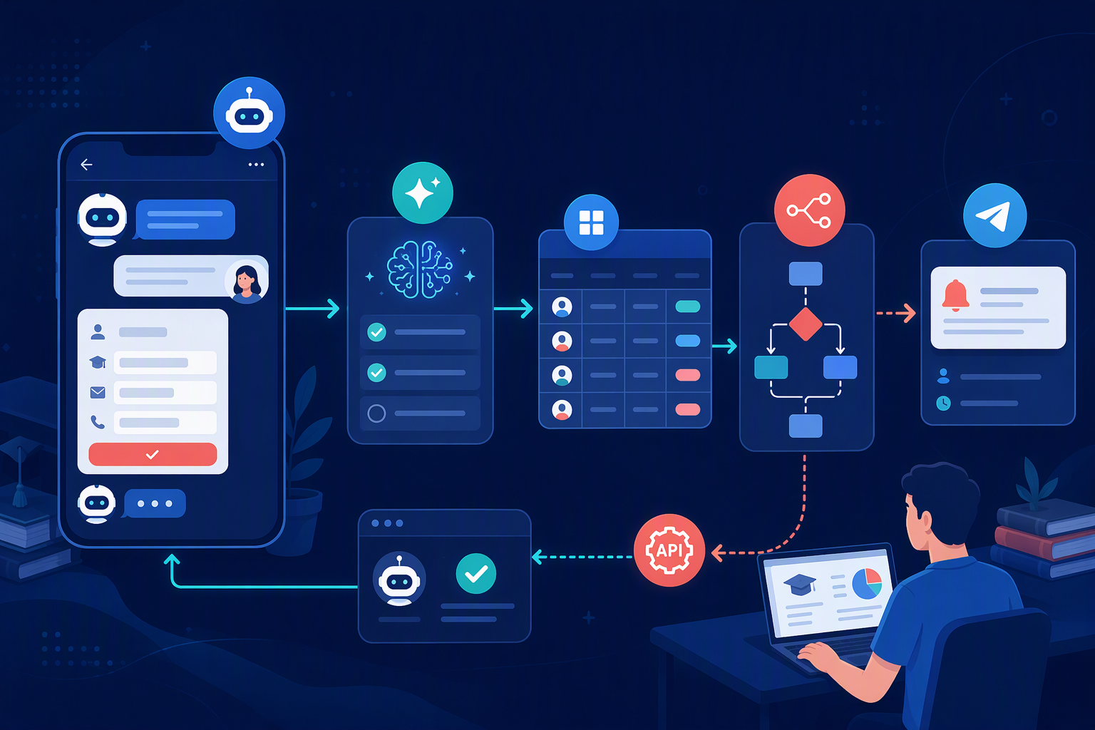 Workflow NocoDB n8n Telegram cập nhật trạng thái chatbot
