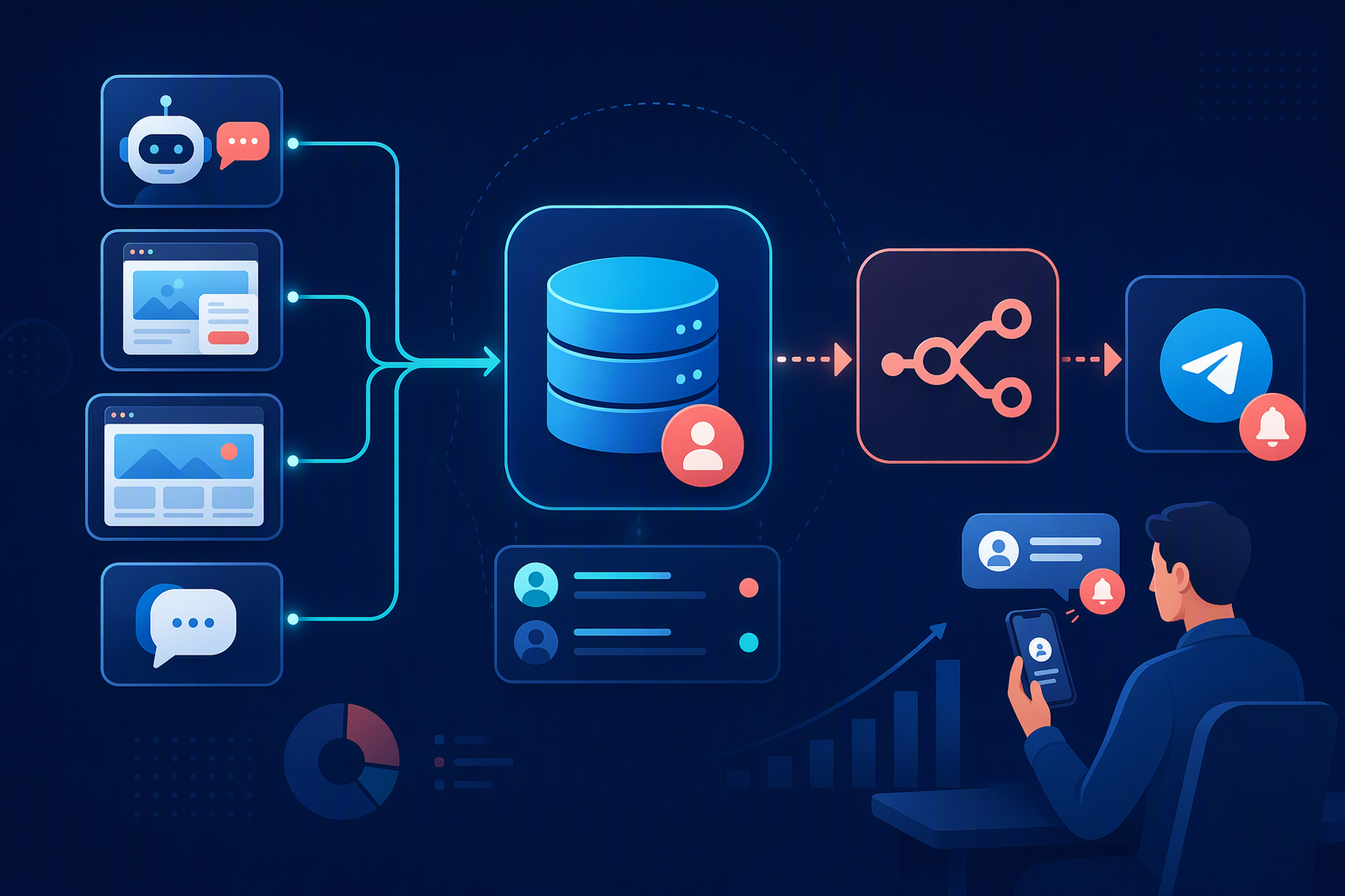 Workflow gom lead từ nhiều kênh về NocoDB và nhắc sales qua Telegram
