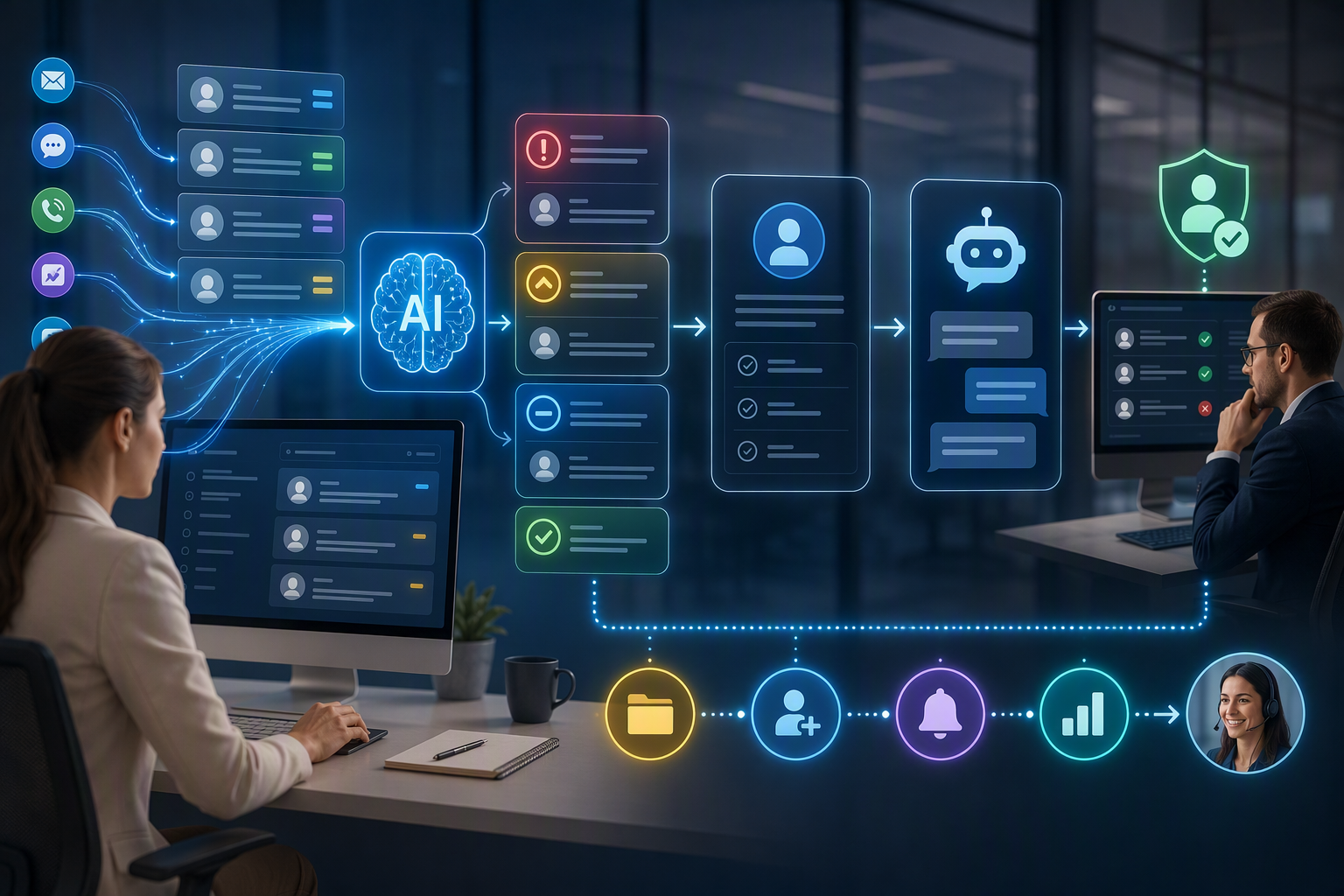 Helpdesk ticket chuyển thành task chăm sóc khách bằng AI automation