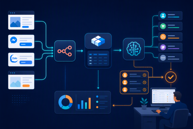 Blueprint phân loại lead đa kênh bằng AI agent và NocoDB