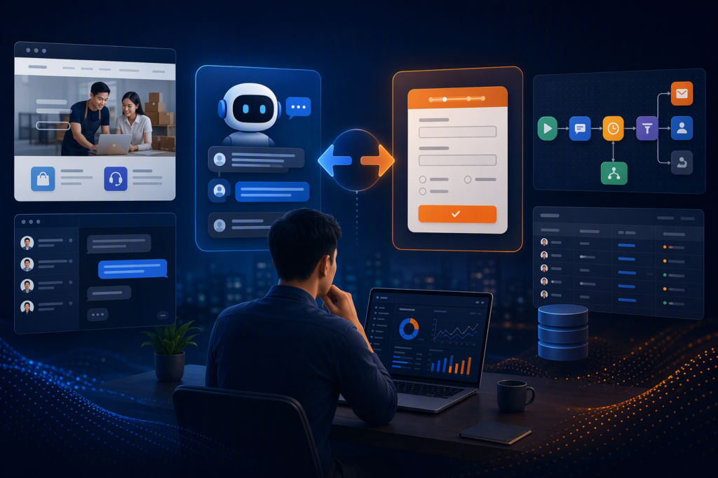 Botpress vs Typebot cho landing page và CSKH tự động