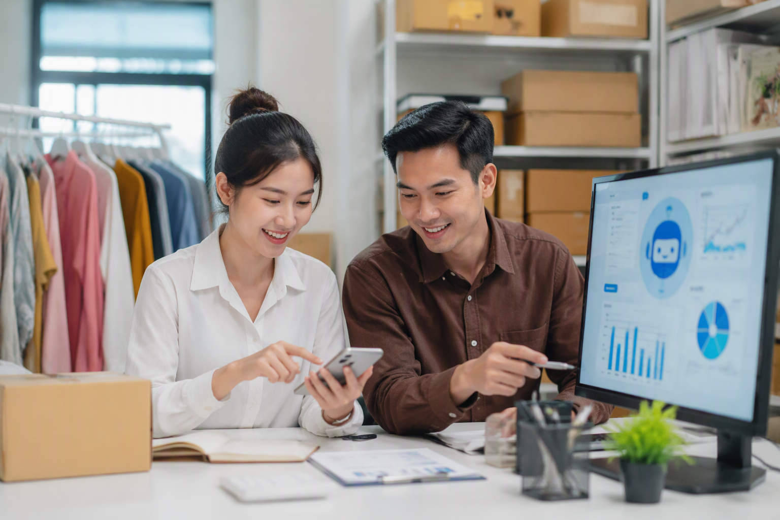 Nhân viên tư vấn shop online xử lý lead từ dashboard
