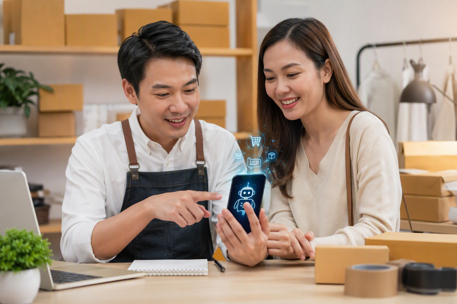 Chủ shop Việt Nam chăm sóc khách hàng qua chatbot và Zalo