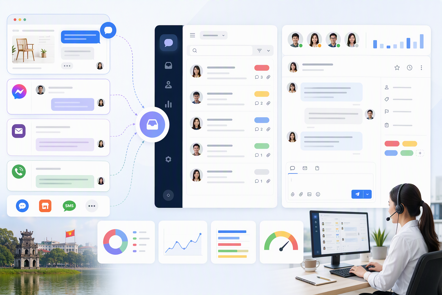 Chatwoot gom hội thoại đa kênh vào một inbox CSKH