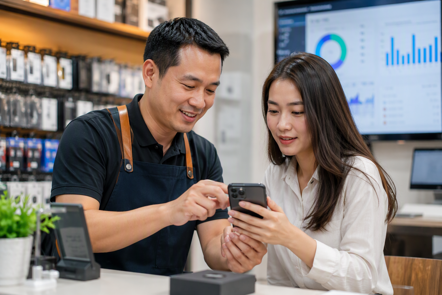 Chủ shop và khách hàng dùng chatbot để gửi yêu cầu bảo hành