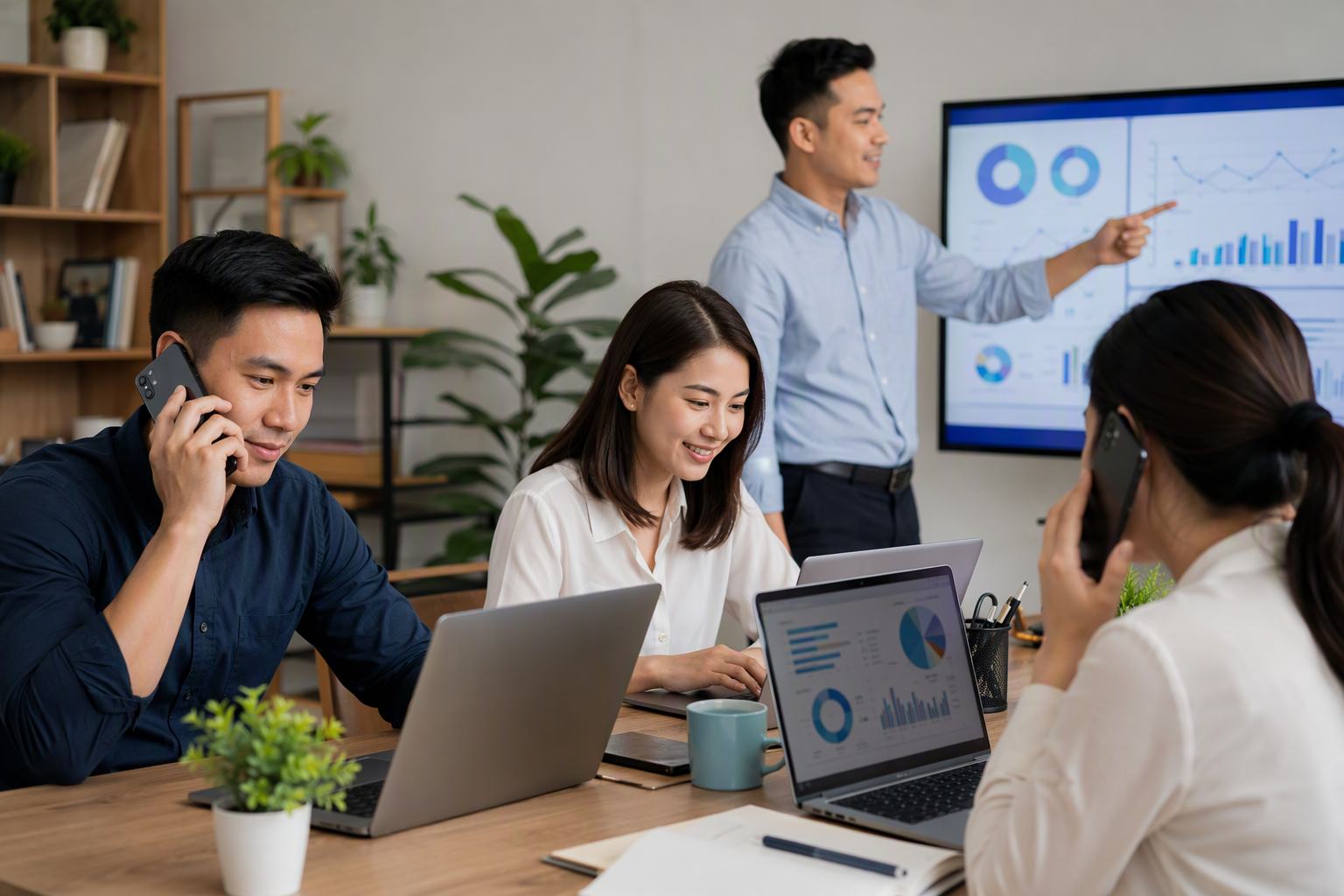 Đội sales theo dõi lead Facebook Ads trên mini CRM