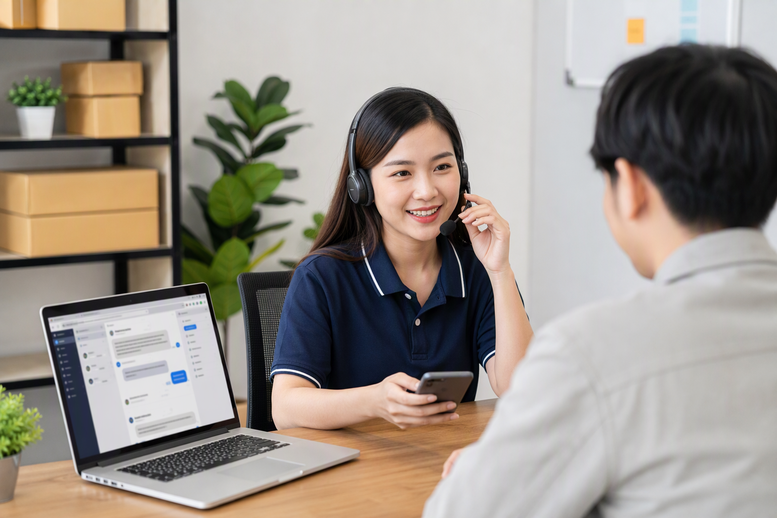 Nhân viên tư vấn chăm sóc lead sau Messenger Ads