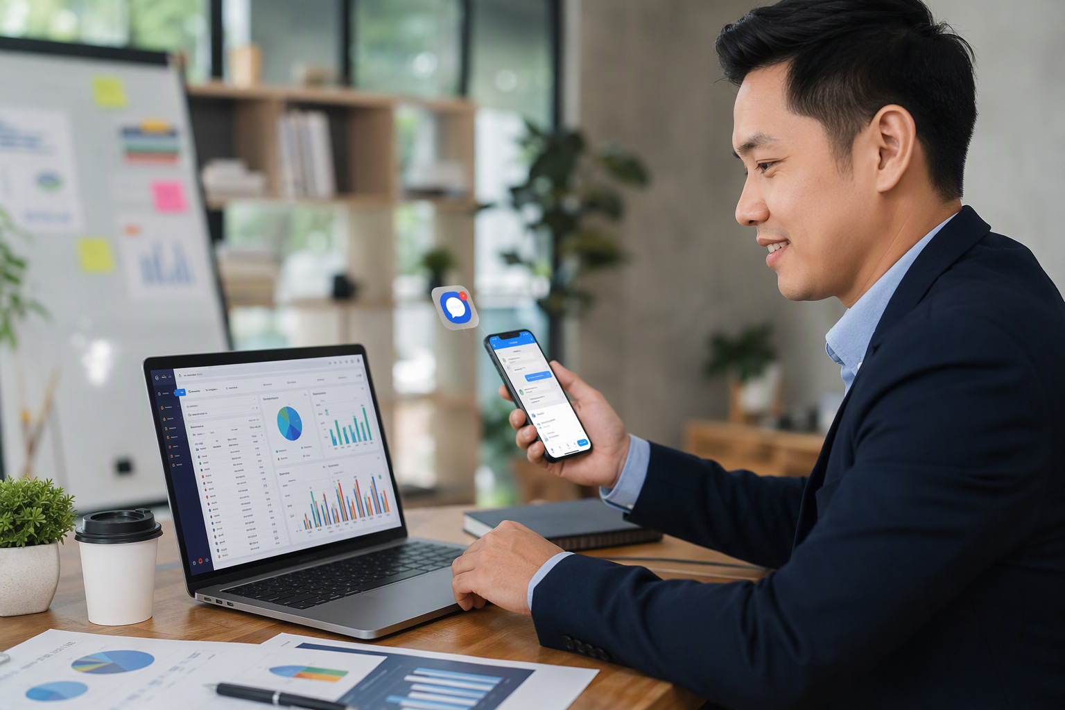 Nhân viên marketing Việt Nam theo dõi dashboard khách mua lại và CAPI