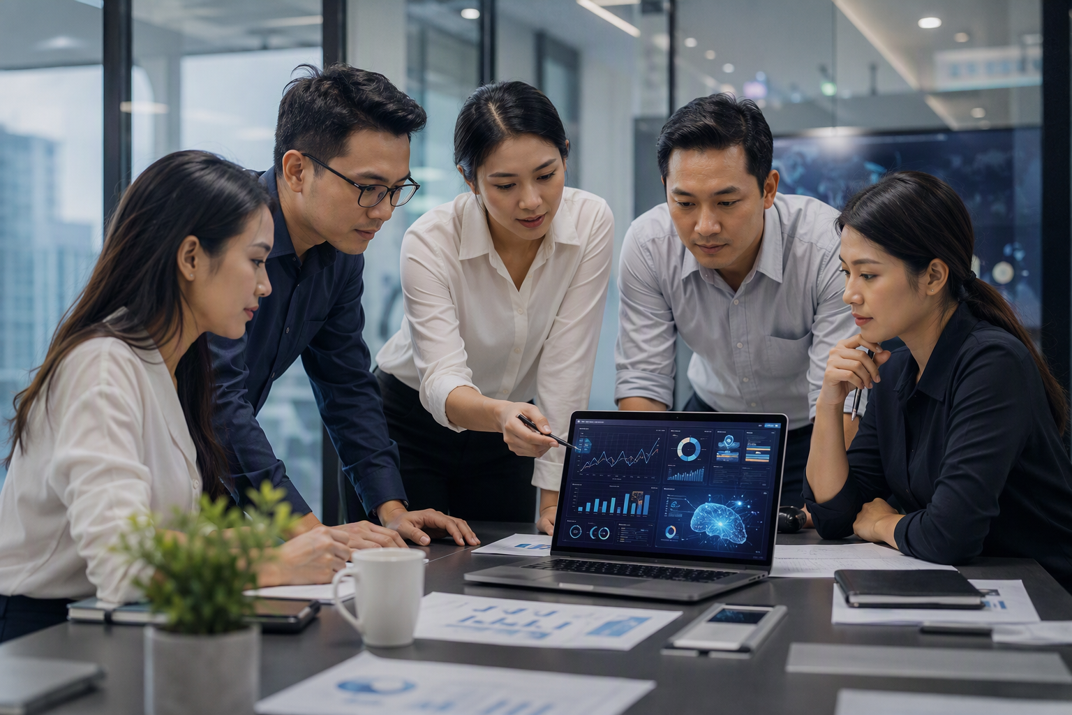 Đội sales vận hành xem insight AI từ dữ liệu CRM và chatbot