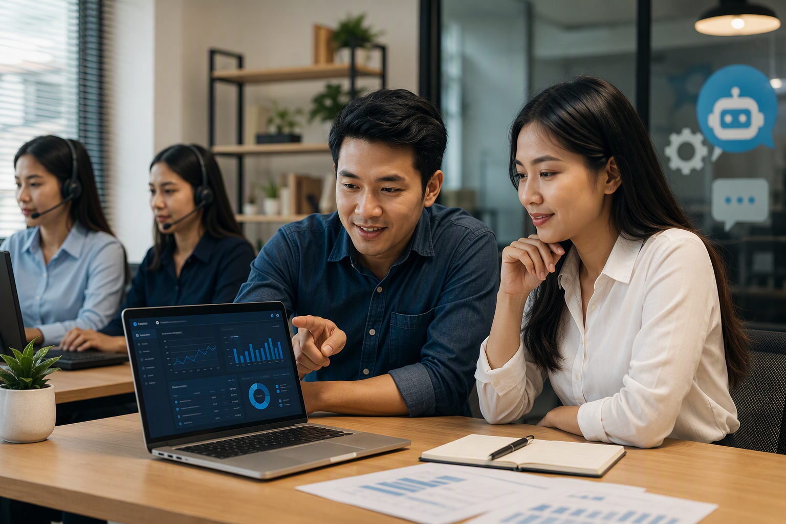 Chủ doanh nghiệp theo dõi dashboard lead website và đội tư vấn