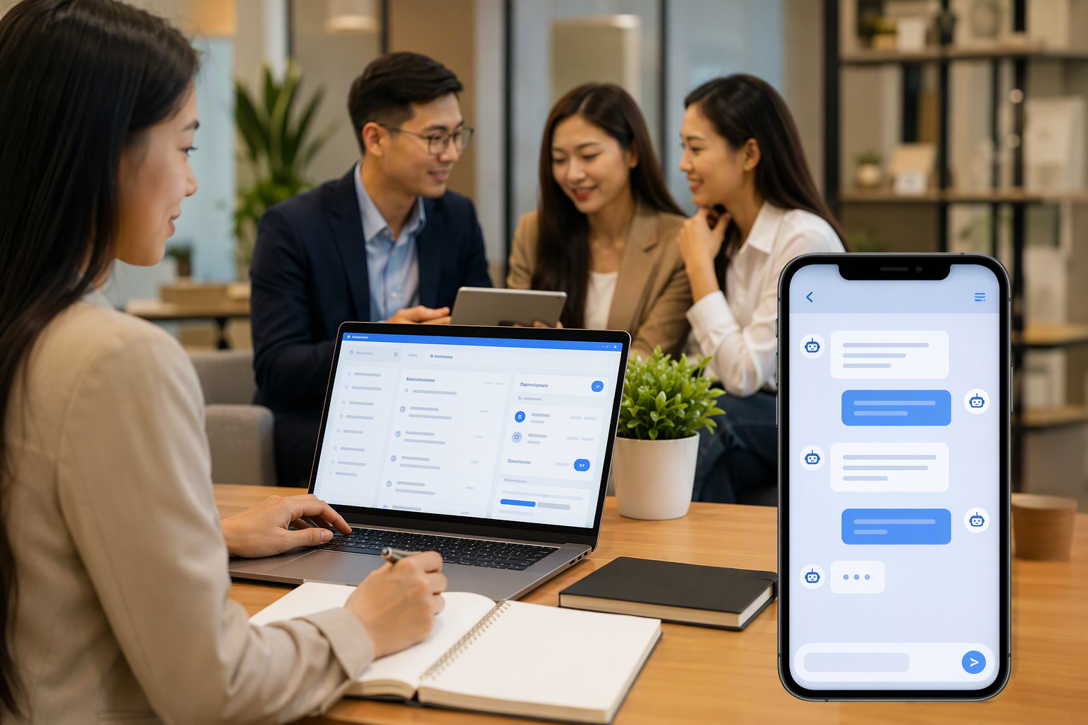 Nhân viên tư vấn trung tâm đào tạo duyệt kịch bản GenAI