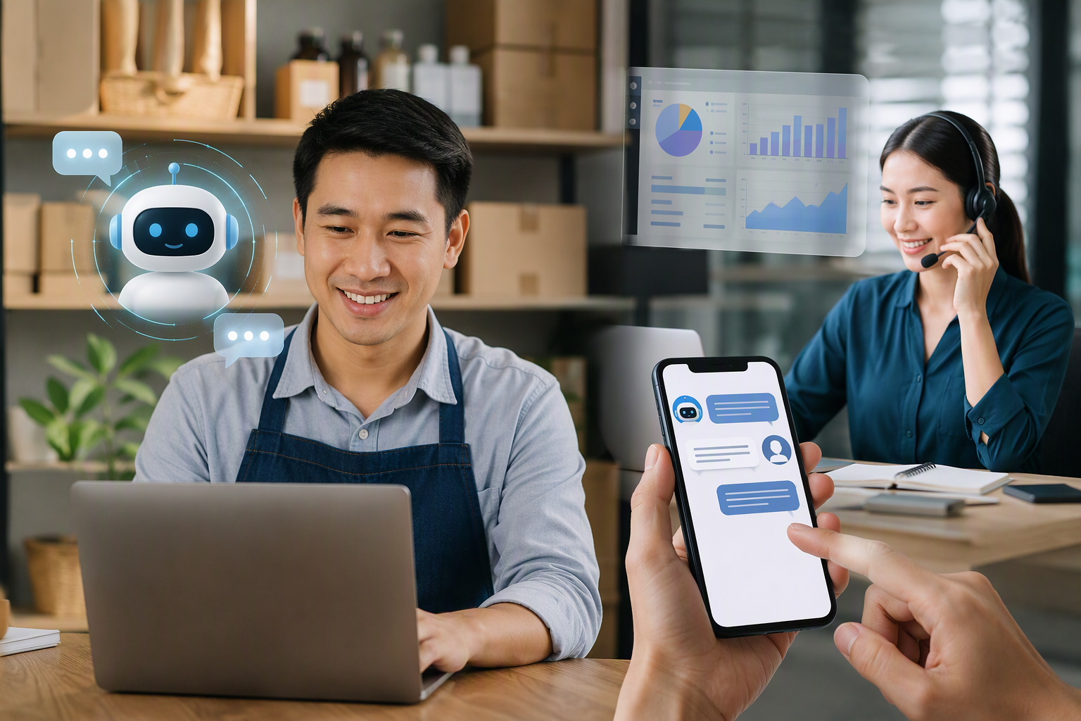 Chủ doanh nghiệp dùng chatbot và NocoDB quản lý nội dung đã duyệt